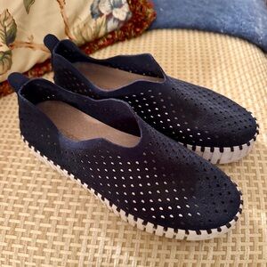 Ilse Jacobsen navy tulip platform sneakers